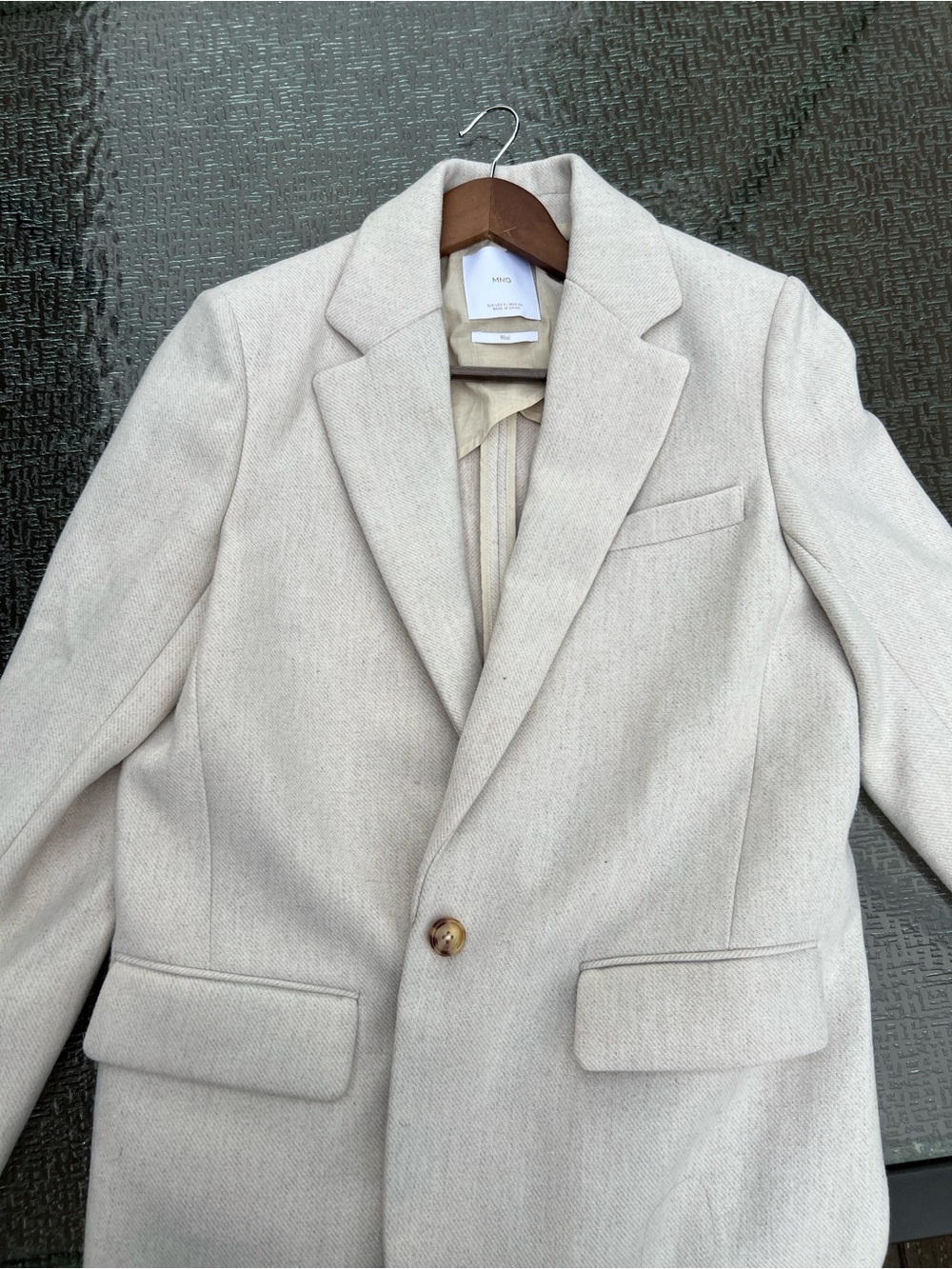 MNG Mango Ecru Wool-Blend Blazer